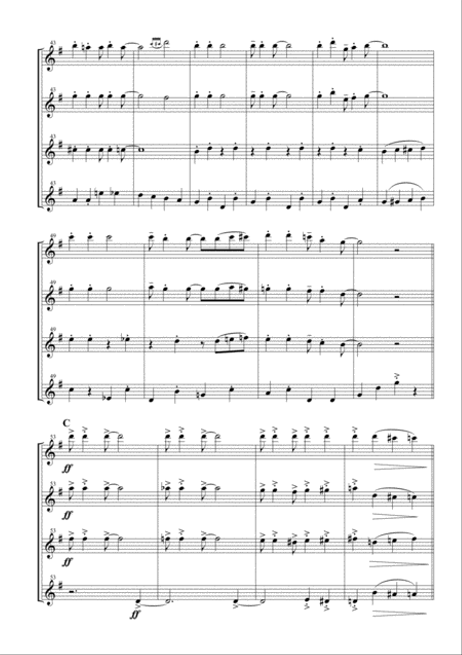 Jingle Bells for Flute Quartet Flute Quartet scores gallery preview page 4