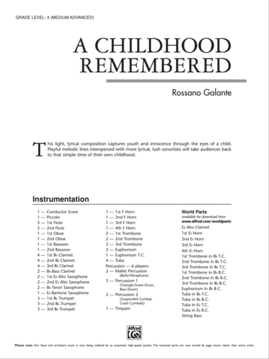 A Childhood Remembered: Score Concert Band scores gallery preview page 1