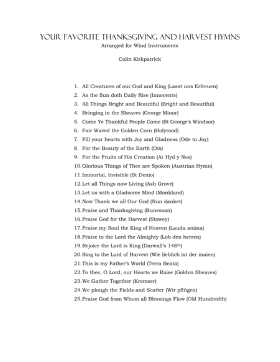 Your Favorite Thanksgiving and Harvest Hymns for Wind Instruments Concert Band scores gallery preview page 2