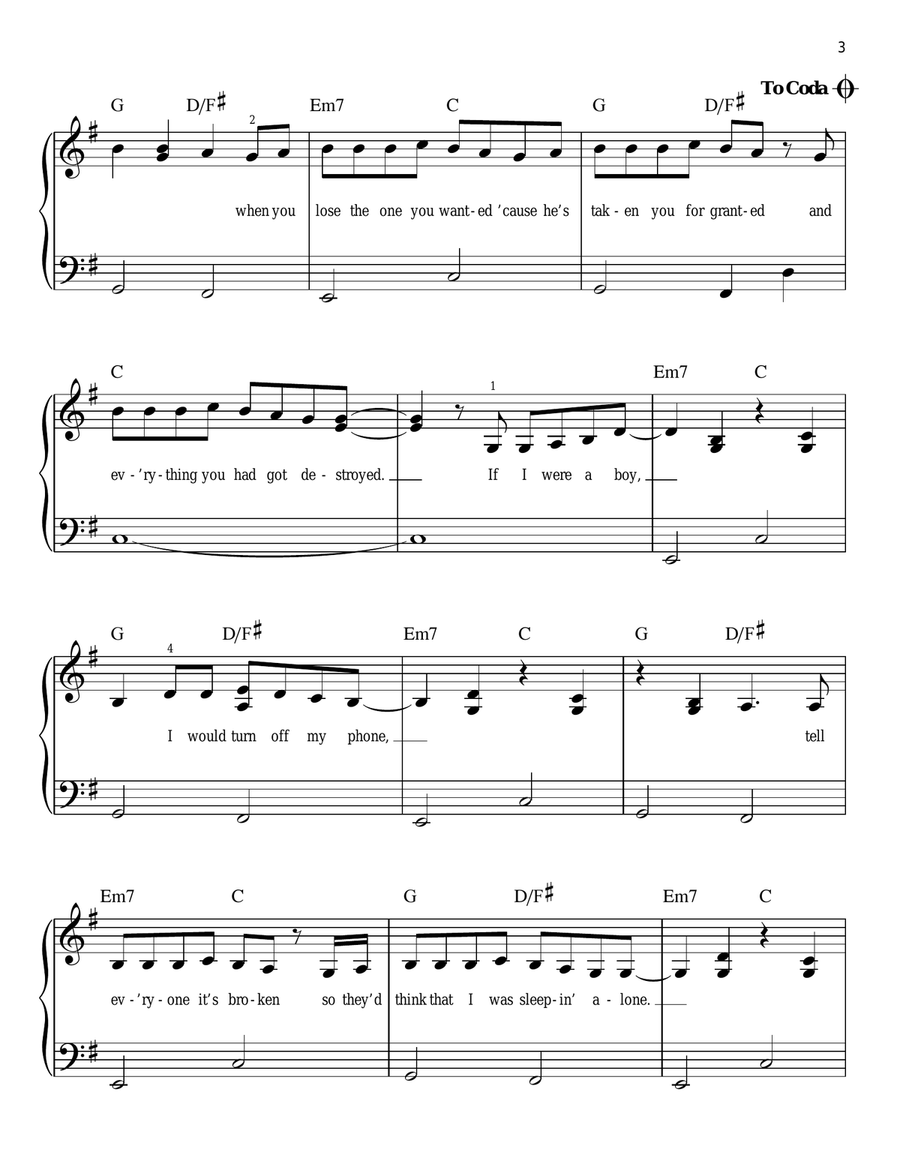 If I Were A Boy If I Were A Boy Easy Piano scores gallery preview page 3