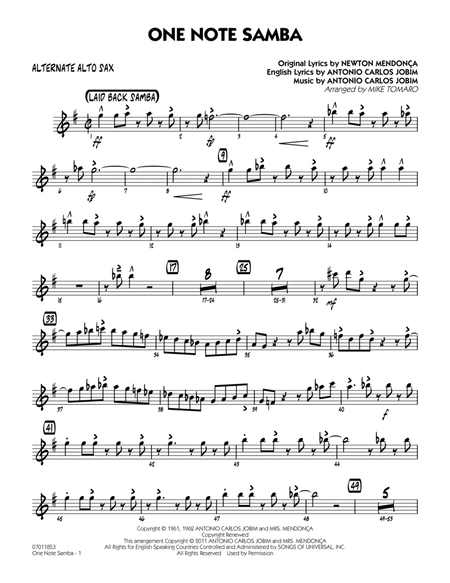 One Note Samba - Alternate Alto Sax