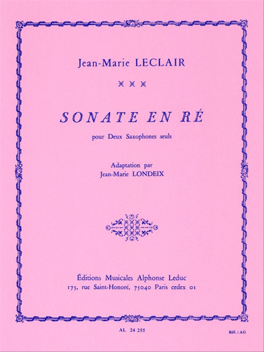 Sonate In D Major (saxophones 2) Saxophone scores gallery preview page 1