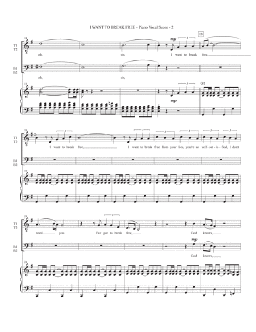 I Want To Break Free TTBB scores gallery preview page 2