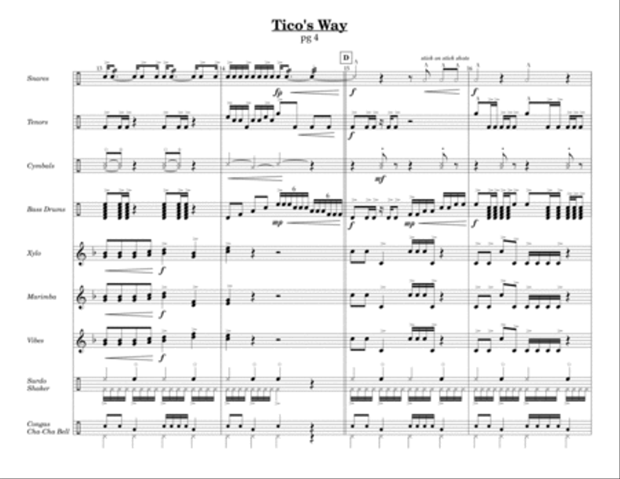 Tico's Way w/Tutor Tracks Percussion Ensemble scores gallery preview page 4