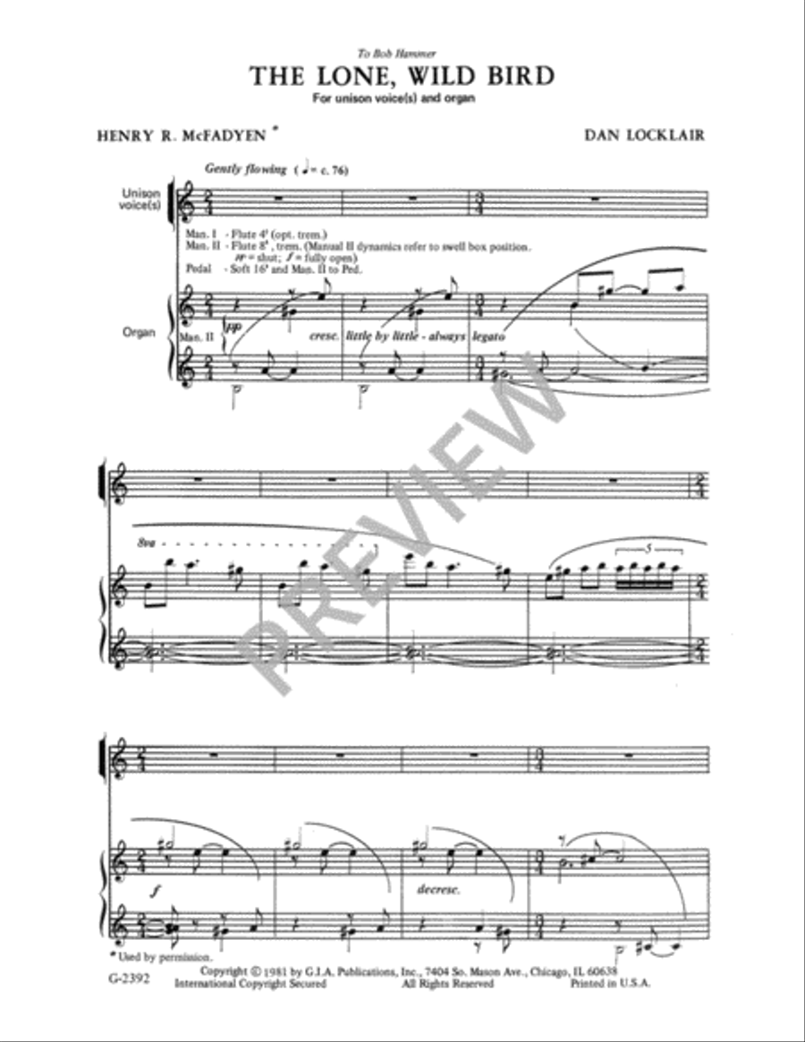 The Lone, Wild Bird Unison Choir scores gallery preview page 3