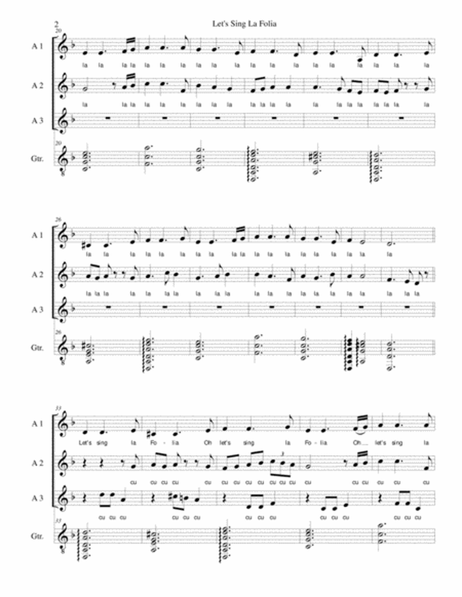 Let's Sing La Folia for three alto parts and guitar image number null