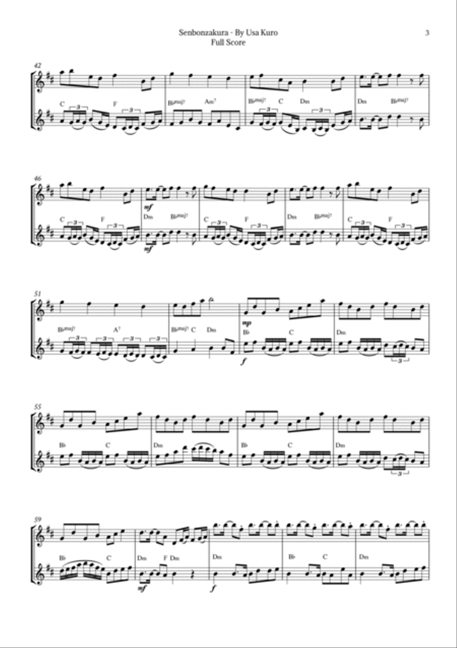 Senbonzakura Woodwind Duet scores gallery preview page 3