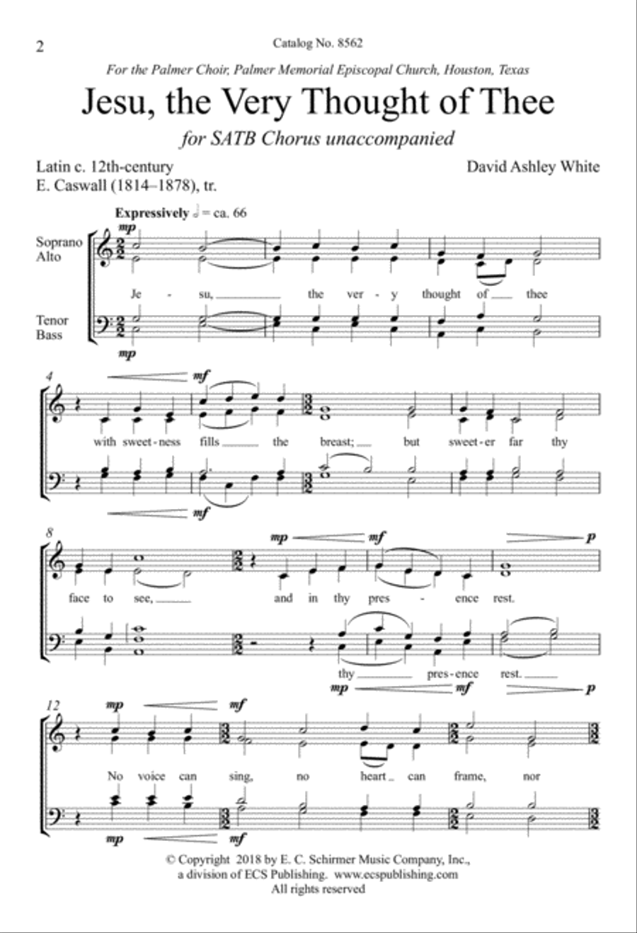 Jesu, the Very Thought of Thee 4-Part scores gallery preview page 2