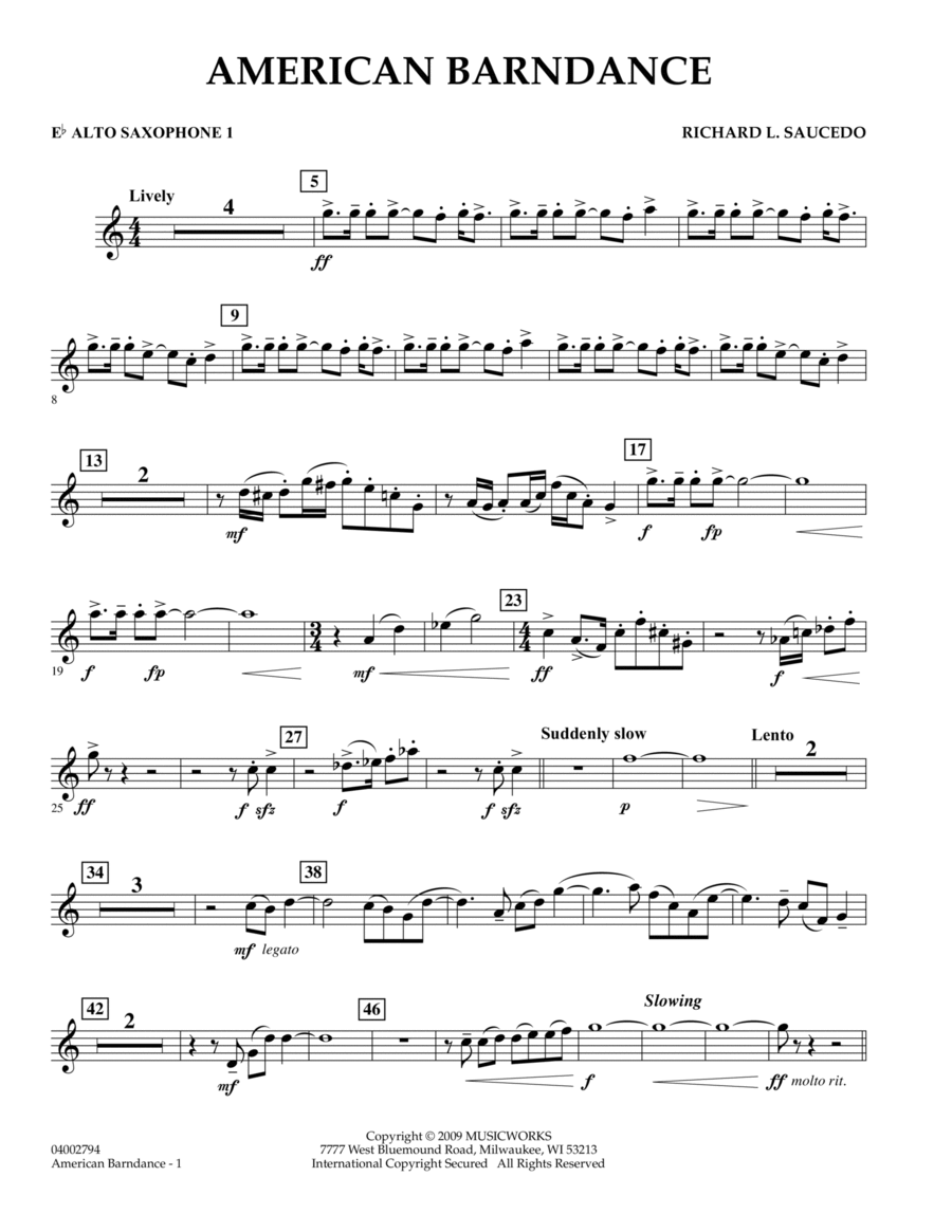 American Barndance - Eb Alto Saxophone 1