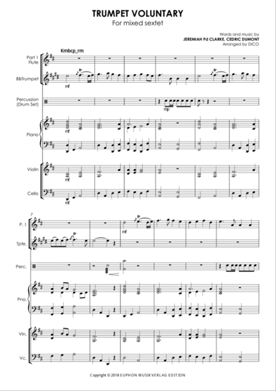 Trumpet Voluntary (Prince of Denmark's March) - for flexible ensemble Clarinet scores gallery preview page 4
