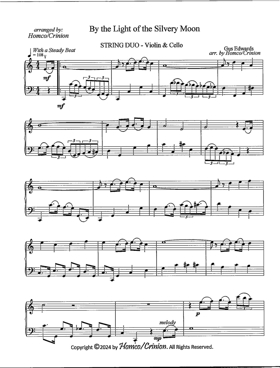 By the Light of the Silvery Moon String Duet scores gallery preview page 2