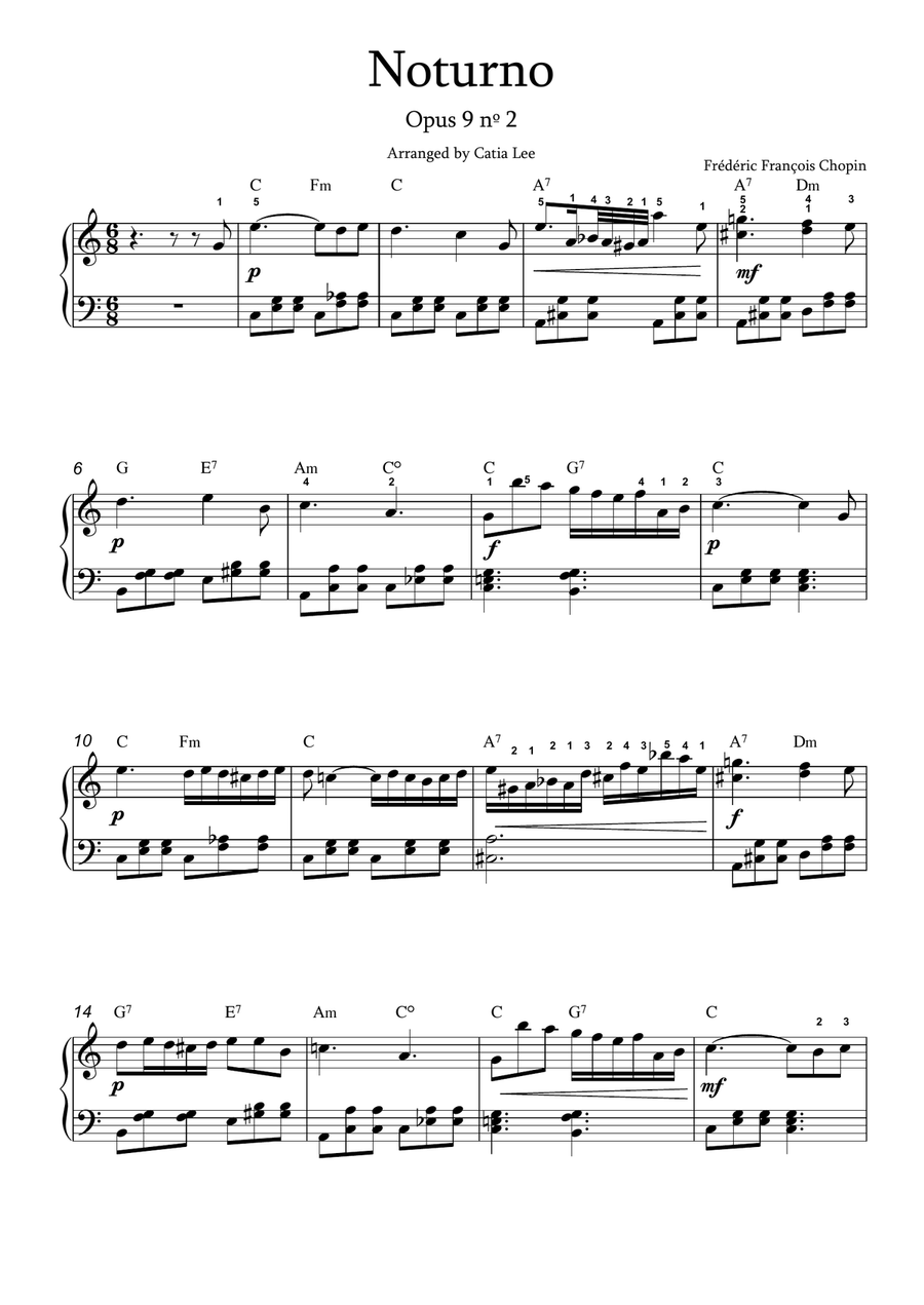 Noturno Opus 9 nº 2 - Chopin for piano solo Piano Solo scores gallery preview page 2