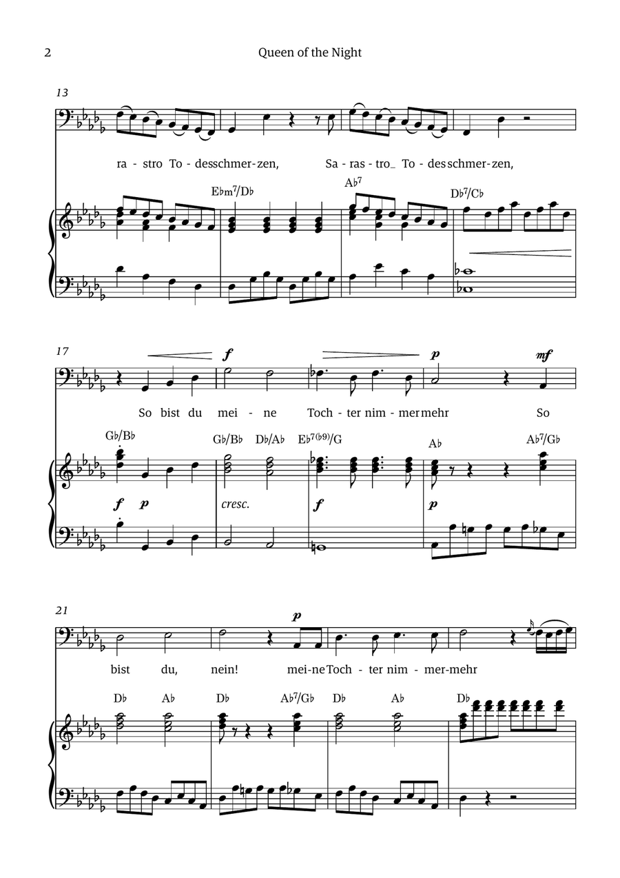 Queen of the Night (aria) - for BASS in Bb minor (with chords) Chamber Music scores gallery preview page 2