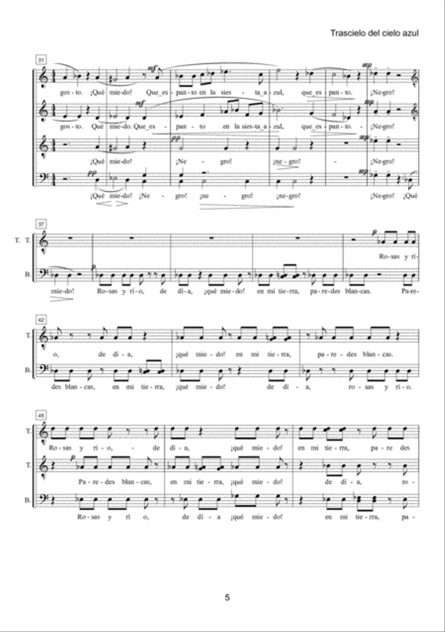 Trascielo del cielo azul for Mixed Choir (SATB) 4-Part scores gallery preview page 4