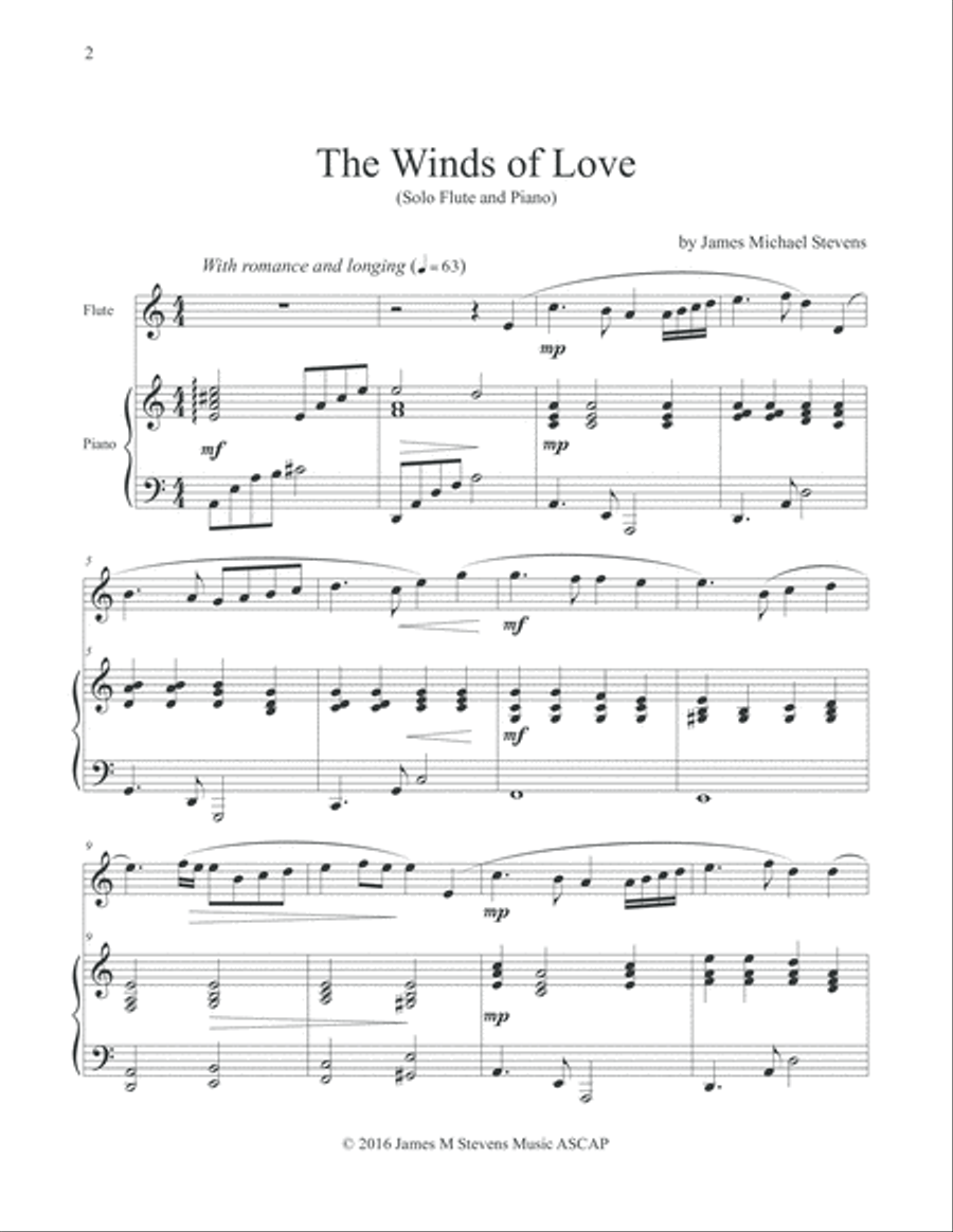 The Winds of Love - Solo Flute & Piano Flute Solo scores gallery preview page 2