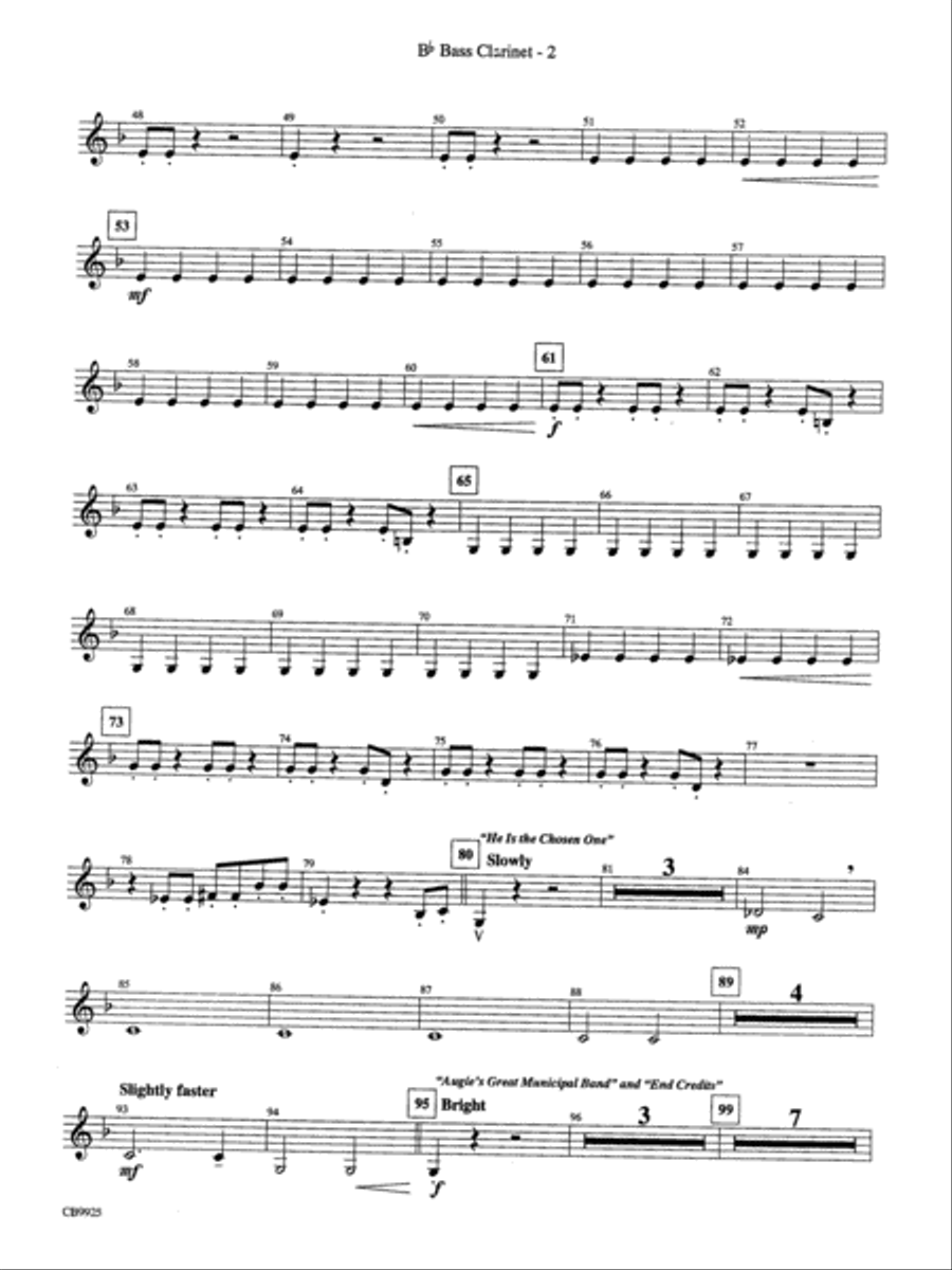 Highlights from Star Wars: Episode I The Phantom Menace: B-flat Bass Clarinet Concert Band scores gallery preview page 2