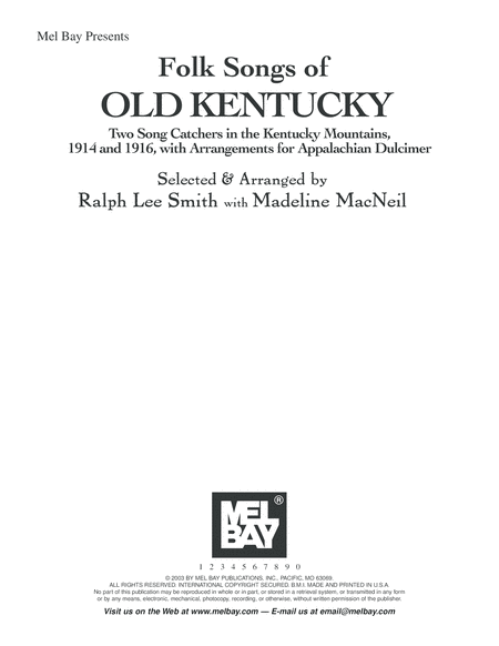 Folk Songs of Old Kentucky-Two Song Catchers in the Kentucky Mountains 1914 and 1916 - Appalacian Dulcimer
