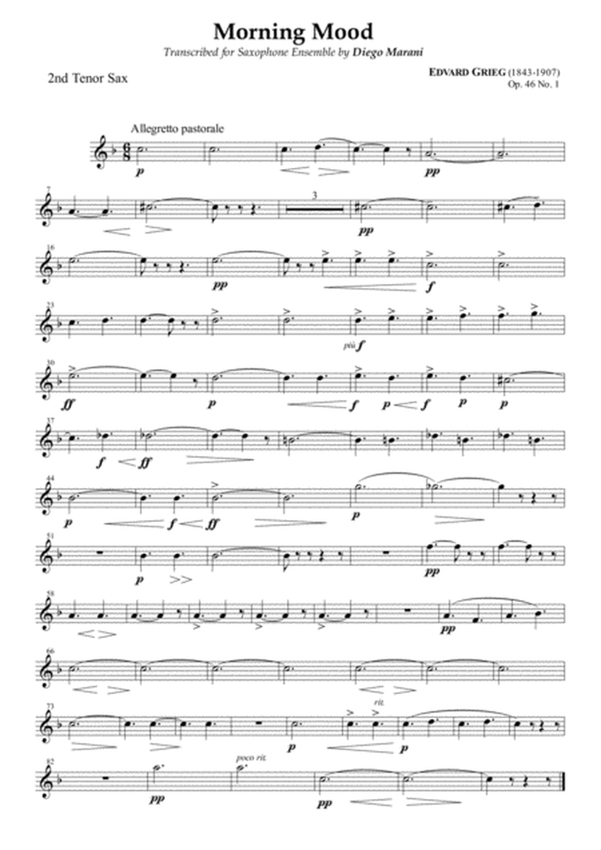 Peer Gynt Suite Op. 46 No. 1 for Saxophone Ensemble - Tenor Sax 2