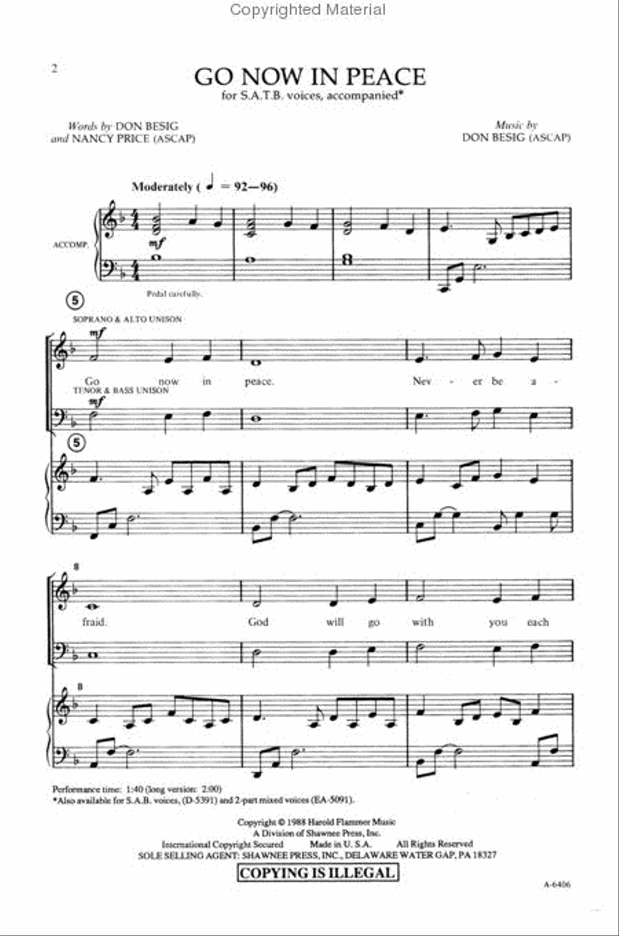 Go Now in Peace 4-Part scores gallery preview page 2