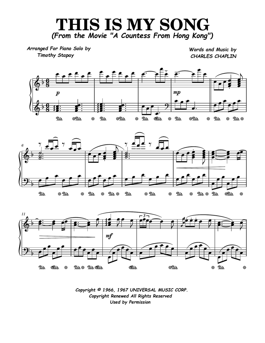 This Is My Song Piano Solo scores gallery preview page 1