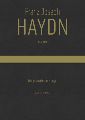 Book cover for Haydn - String Quartet in F major, Hob.III:26 ; Op.17 No.2
