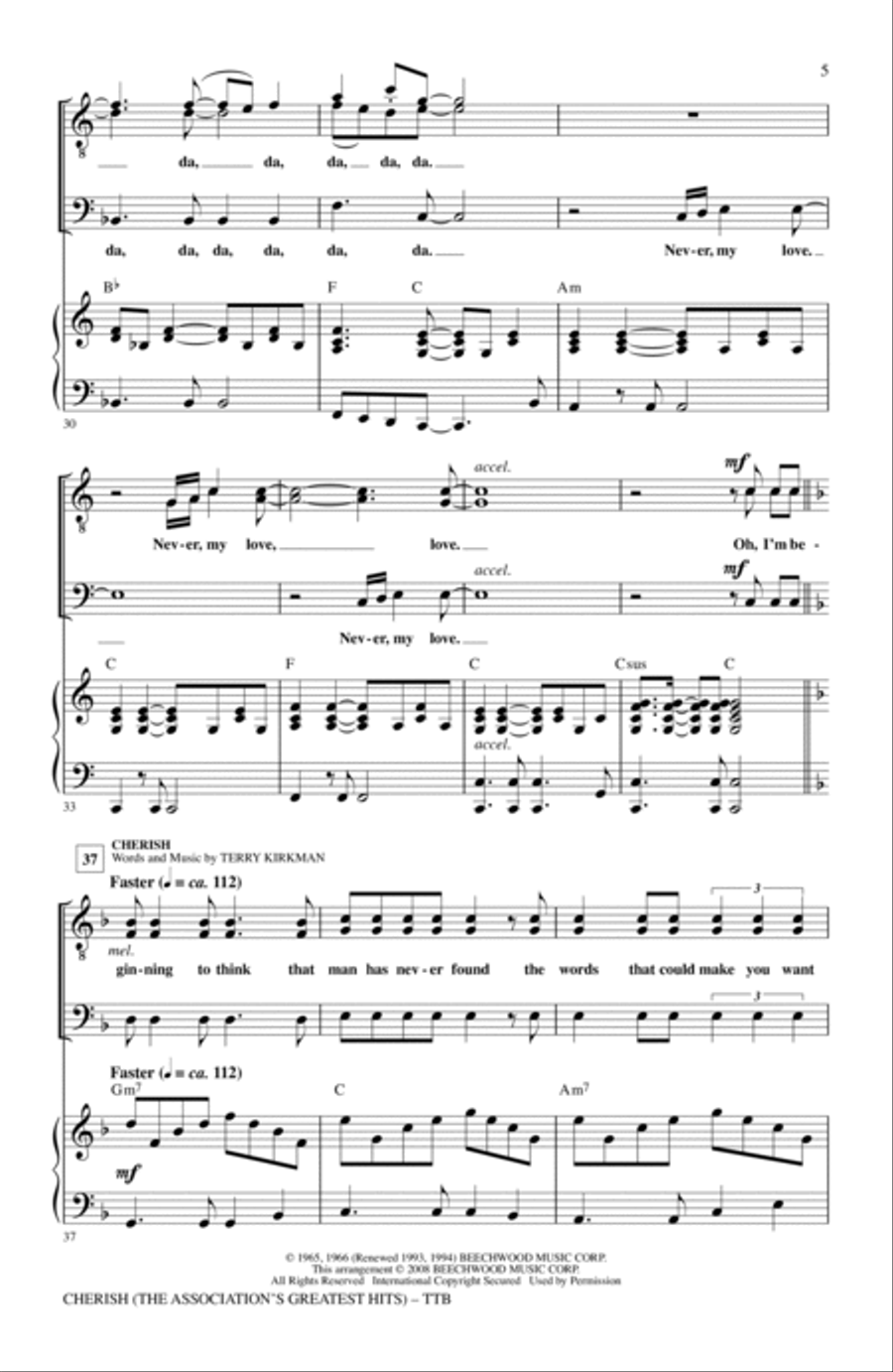 Cherish (The Association's Greatest Hits) TTBB scores gallery preview page 4
