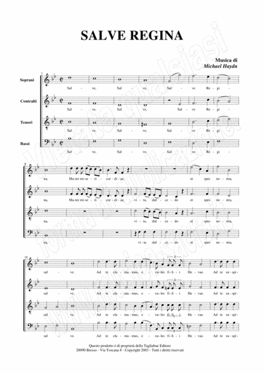 SALVE REGINA - Michael.Haydn - Mottetto for SATB Choir image number null
