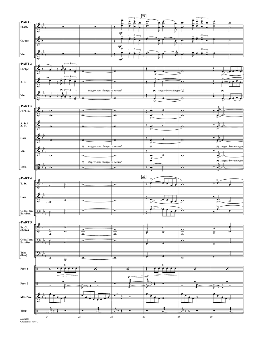 Chariots of Fire - Conductor Score (Full Score) Concert Band scores gallery preview page 6