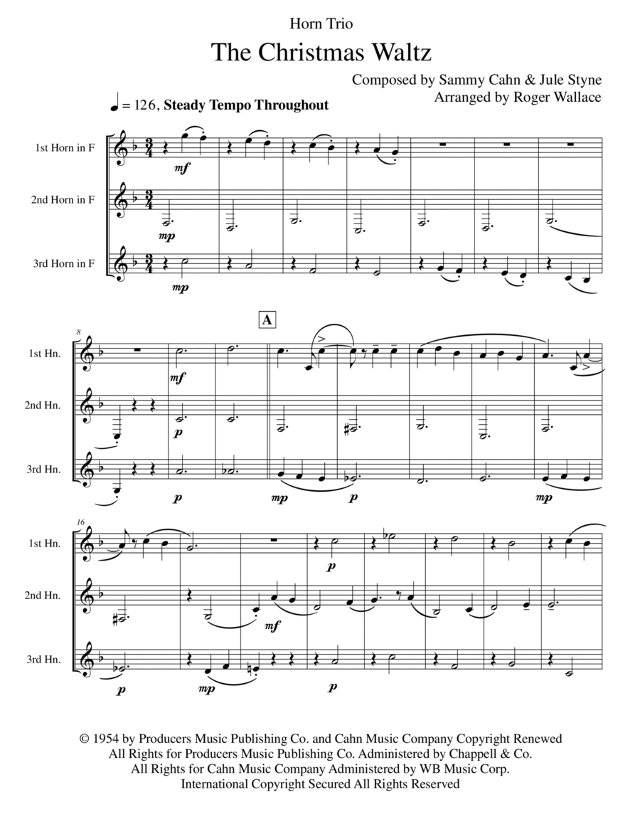 The Christmas Waltz The Christmas Waltz Brass Trio scores gallery preview page 1
