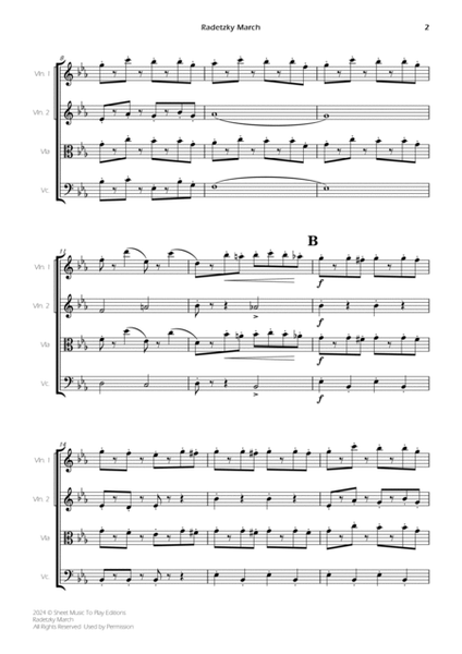 Radetzky March - String Quartet (Full Score) - Score Only image number null