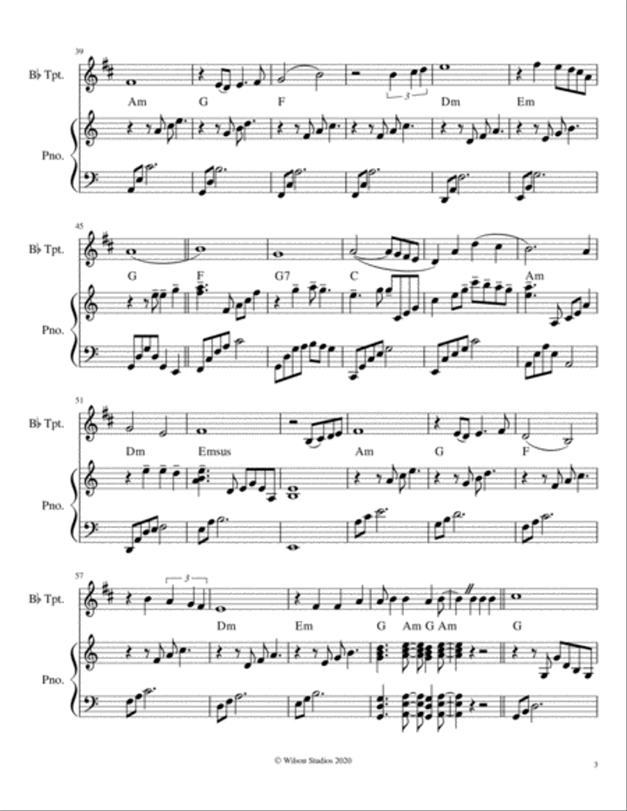 Wayfaring Stranger Trumpet Solo scores gallery preview page 3