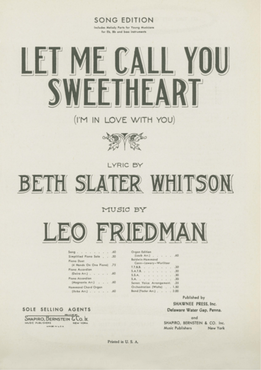 Let Me Call You Sweatheart (I'm In Love With You) Voice scores gallery preview page 1