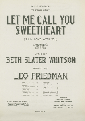 Book cover for Let Me Call You Sweatheart (I'm In Love With You)
