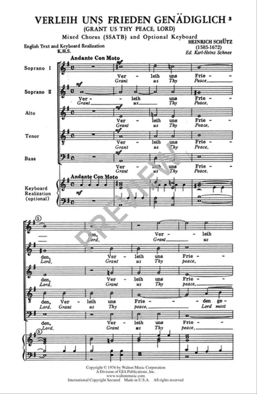Verleih Uns Frieden Genadiglich SSATB scores gallery preview page 3
