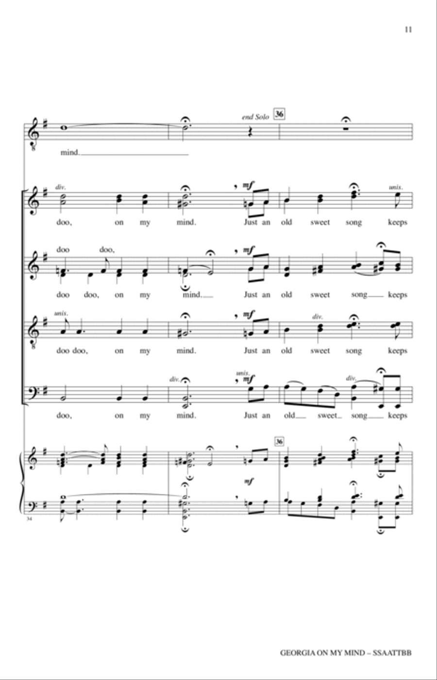 Georgia On My Mind (arr. Tripp Carter) SSAATTBB scores gallery preview page 9