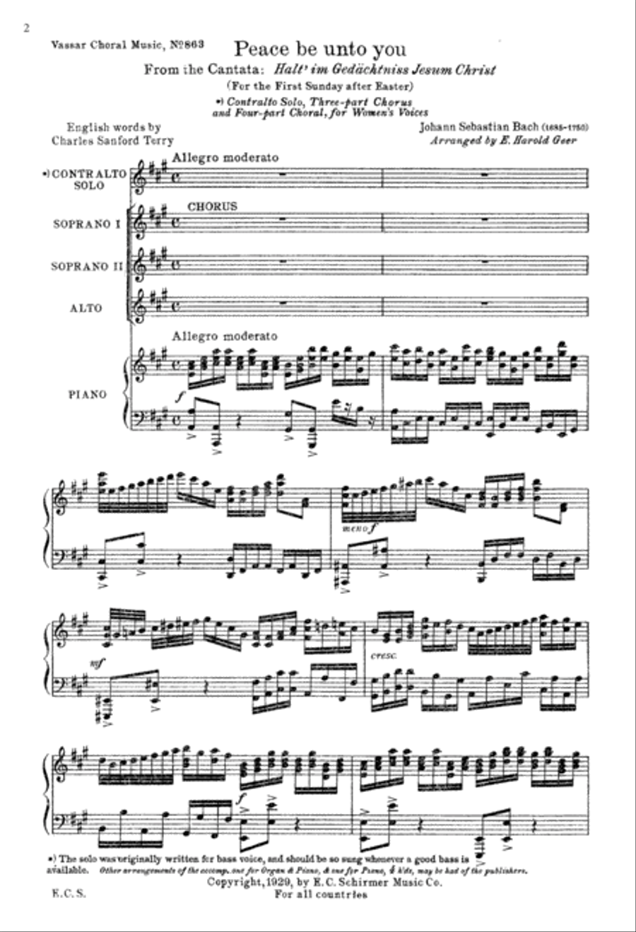 Cantata 67: Peace Be Unto You SSA scores gallery preview page 2