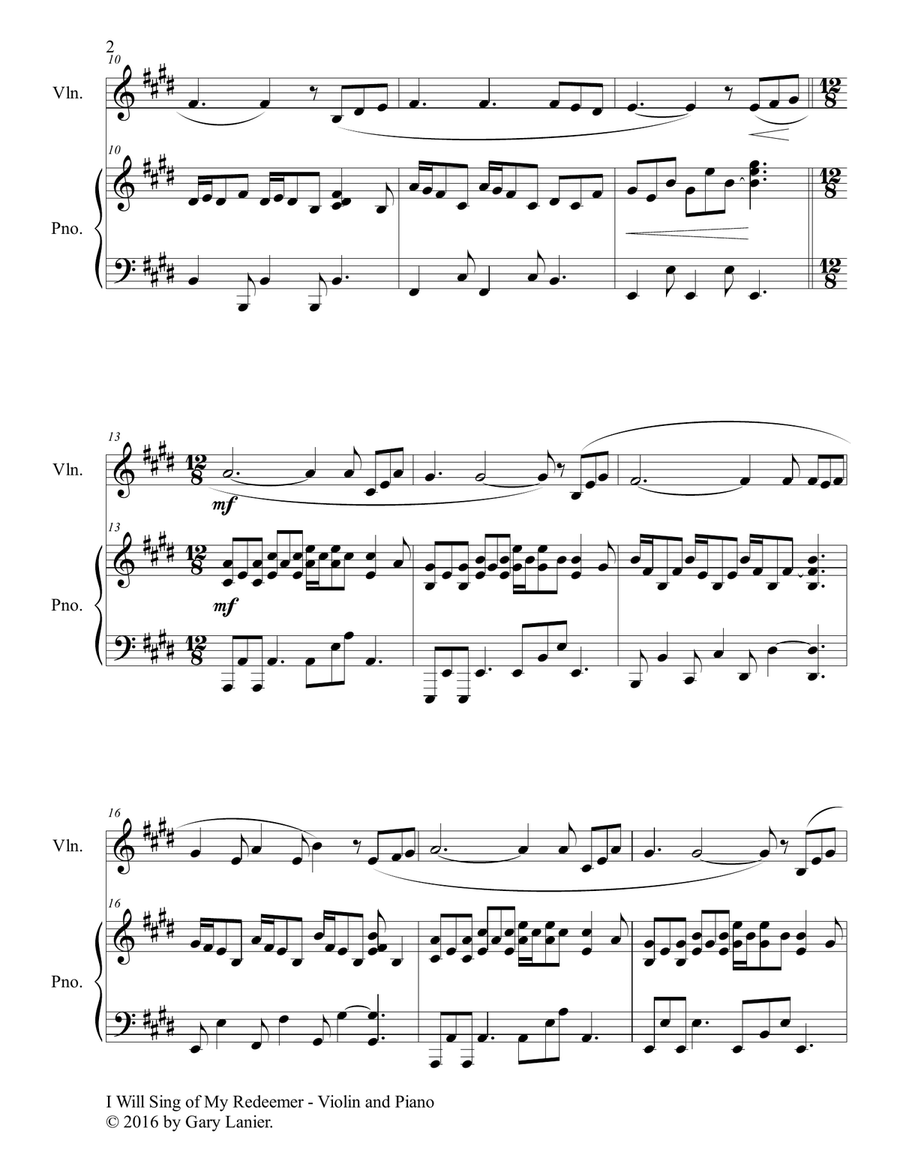 Gary Lanier: 3 Heartfelt Hymns (Duets for Violin and Piano) Gary Lanier: 3 Heartfelt Hymns (Duets for Violin and Piano) Violin Solo scores gallery preview page 3