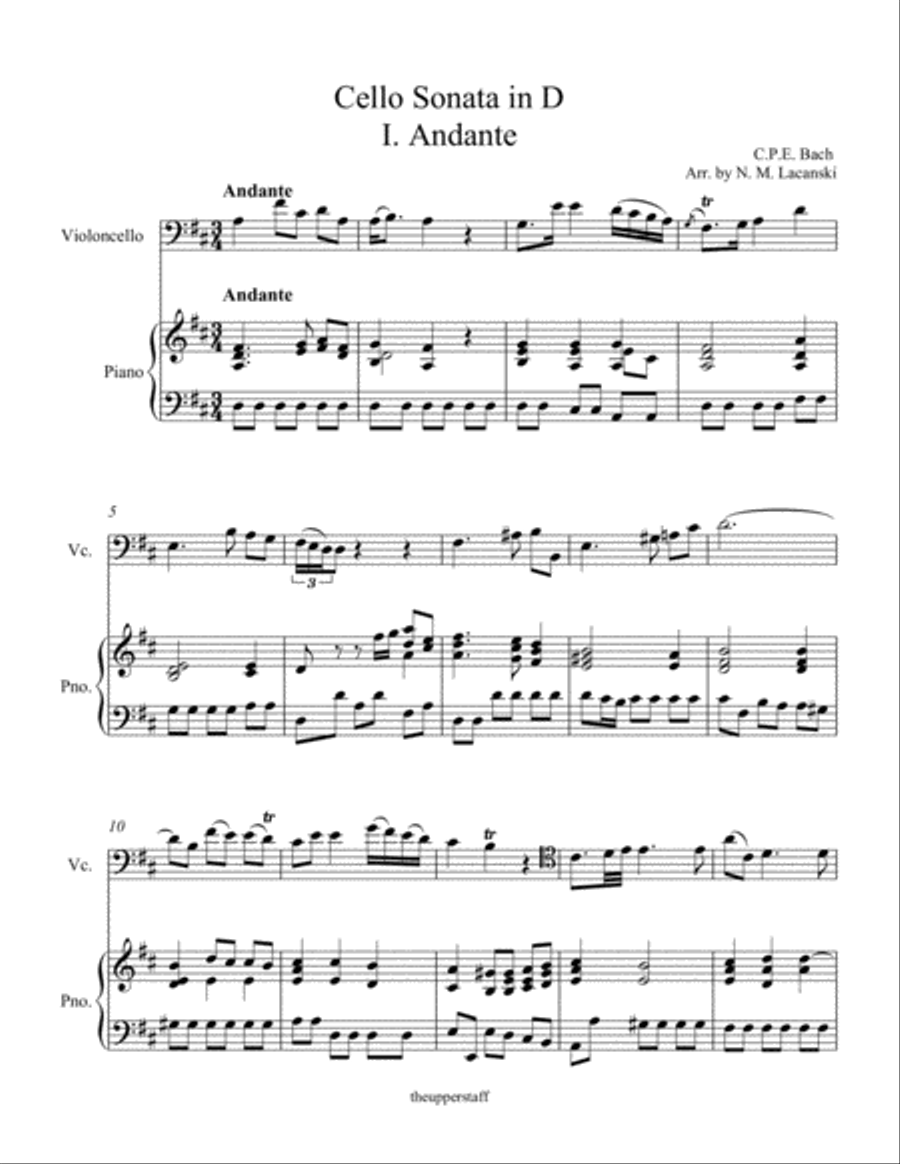 Cello Sonata in D I. Andante Piano scores gallery preview page 2