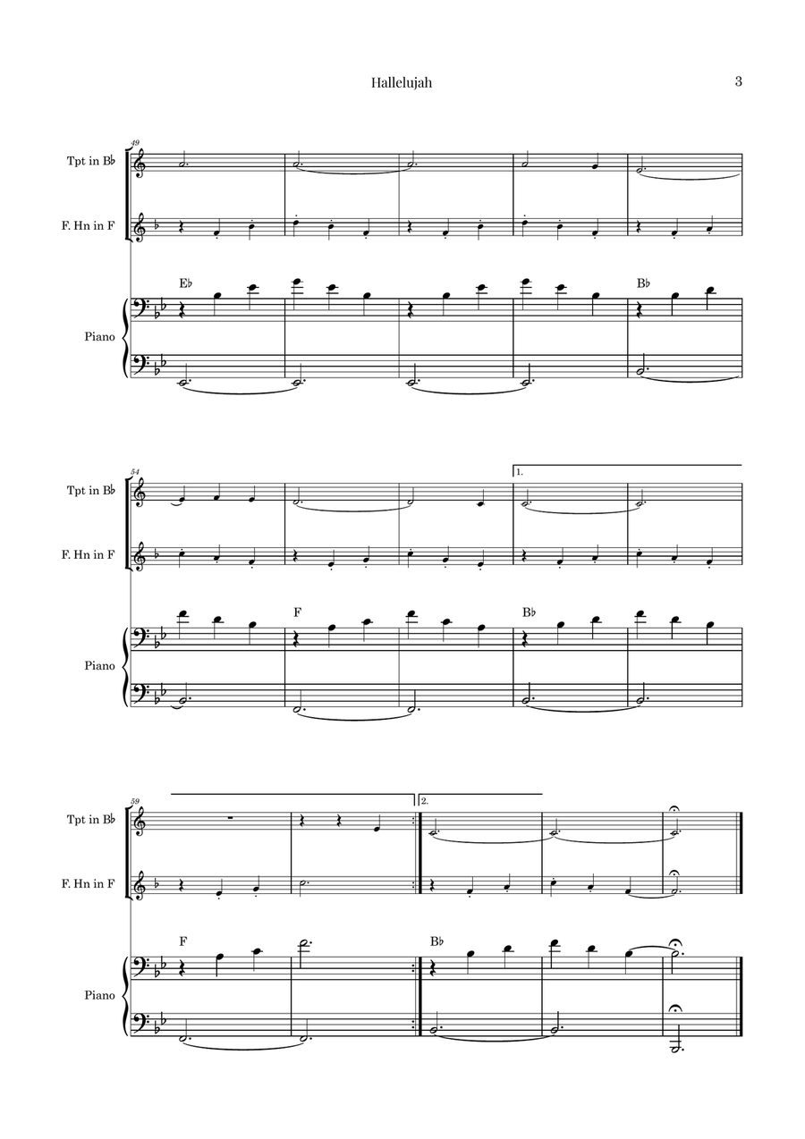 Hallelujah Brass Duet scores gallery preview page 3