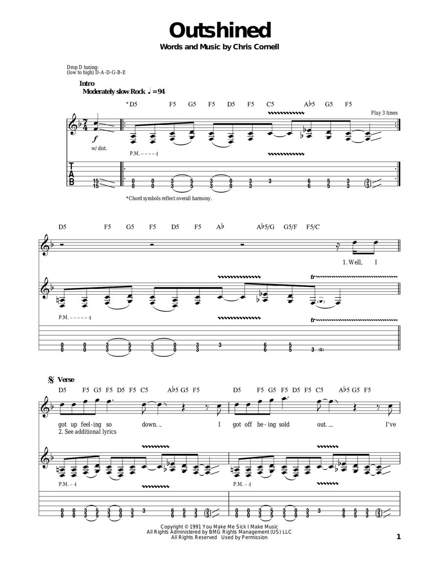 Outshined Acoustic Guitar scores gallery preview page 1