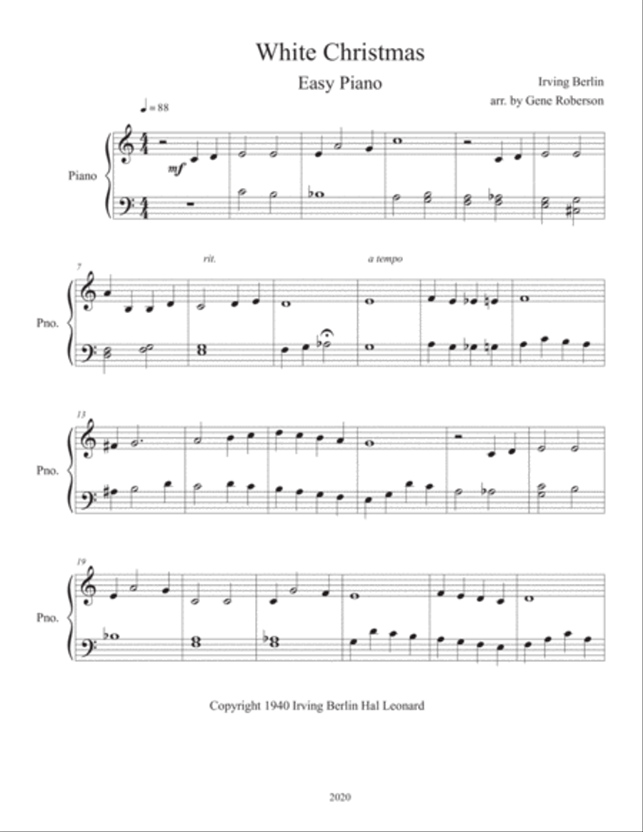 White Christmas Easy Piano scores gallery preview page 2