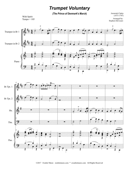 Trumpet Voluntary (for Brass Quartet - Piano Accompaniment) image number null