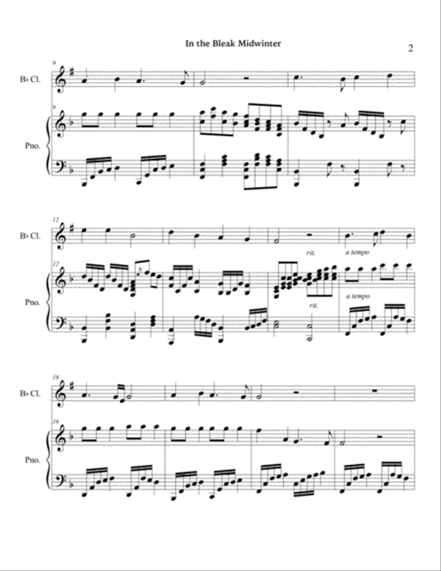 In the Bleak Midwinter (Clarinet and Piano) Clarinet Solo scores gallery preview page 4