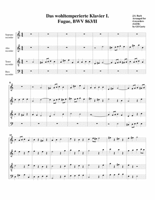 Fugue from Das wohltemperierte Klavier I, BWV 863/II (arrangement for 4 recorders)