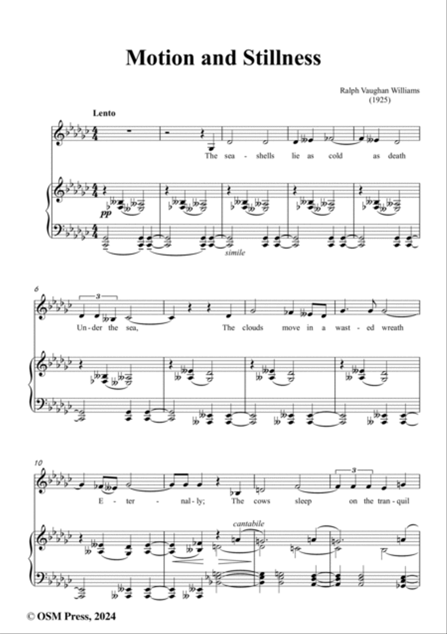 Vaughan Williams-Motion and Stillness(1925),in G flat Major Voice scores gallery preview page 2