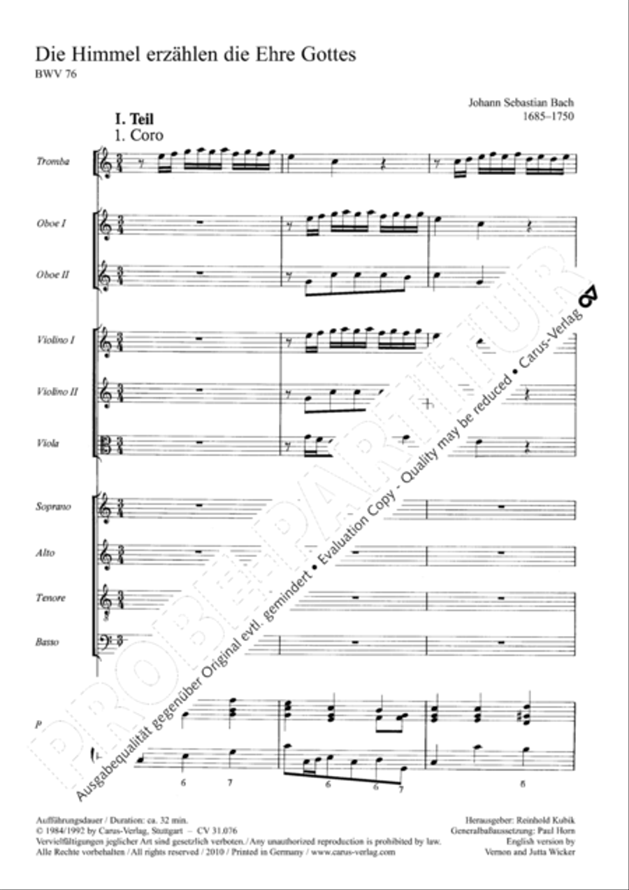 The heavens are telling the Father's glory (Die Himmel erzahlen die Ehre Gottes) 4-Part scores gallery preview page 6