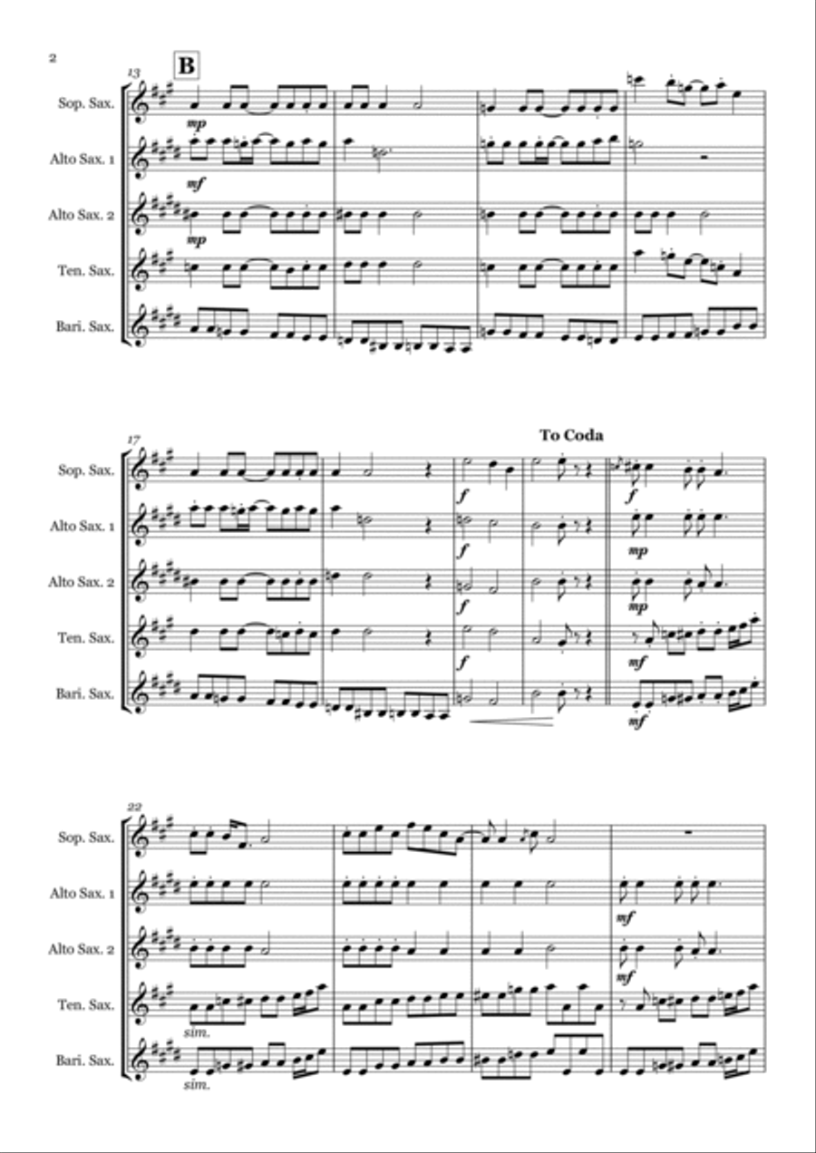 Lady Madonna Saxophone Quintet scores gallery preview page 2