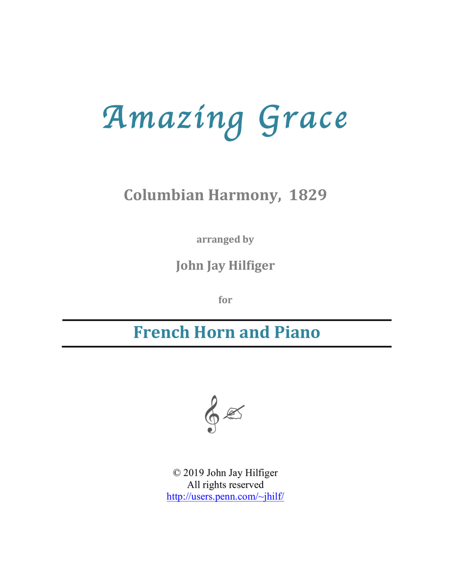 Amazing Grace for French Horn and Piano Horn scores gallery preview page 1