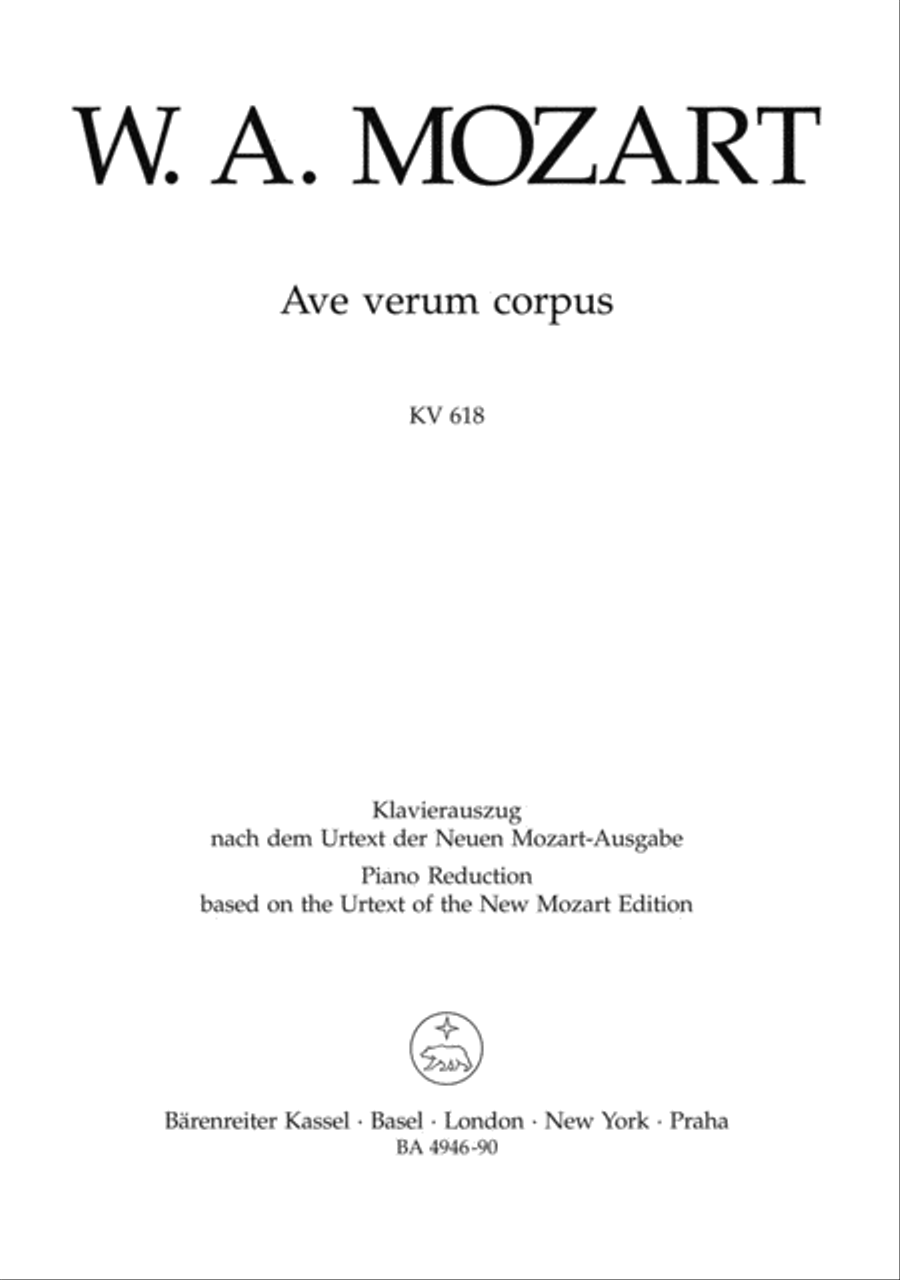 Ave verum corpus KV 618 4-Part scores gallery preview page 1