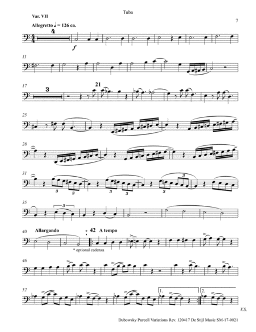Variations and Fugue on a Theme by Henry Purcell for Tuba and Piano Tuba scores gallery preview page 6